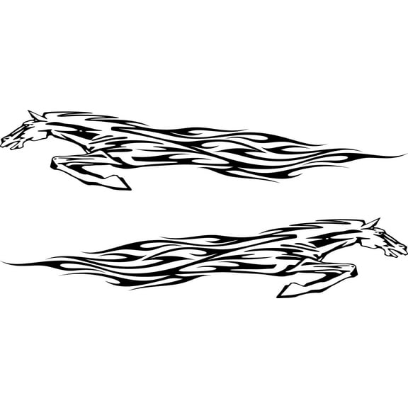Equestrian Horse Fire Flames Decals for Cars Trucks Boats Golf Carts Stickers