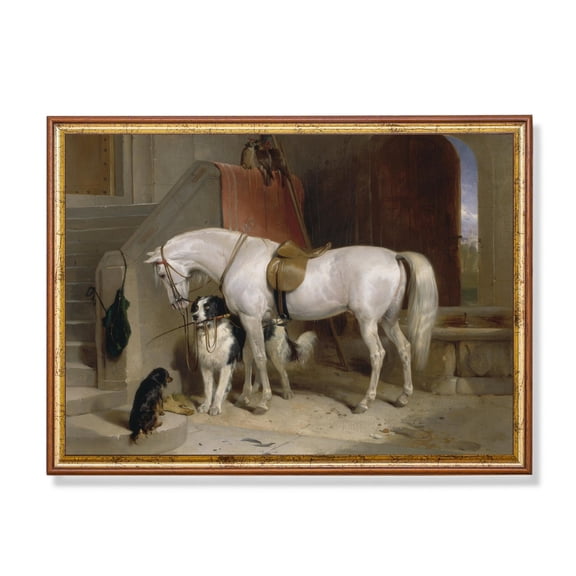 Equestrian Horse & Hounds Poster Vintage Country Manor Art Home Decor, 12x18 UNFRAMED