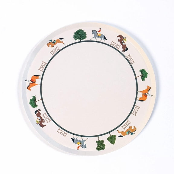 Equestrian Horse Riding Paper Dinner Plates (9 Inch) | Hunter Jumper Party Theme | Eco-Friendly, Recyclable Horse Party Plates for Kids  Adults (x 12)