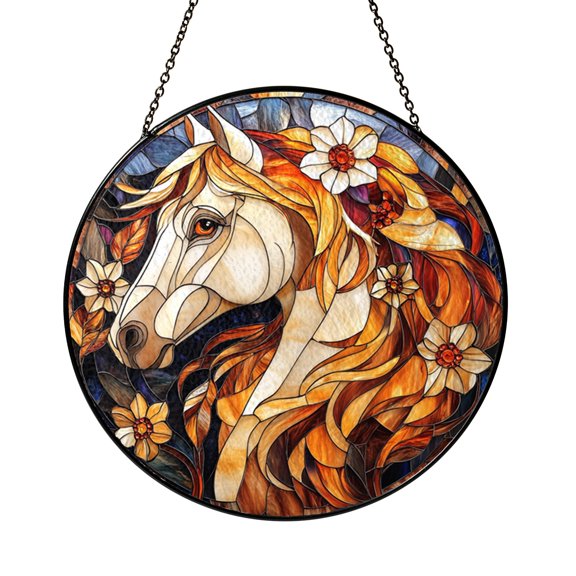 Equestrian Horse Window Hanging – Stained Glass Style Ranch Art