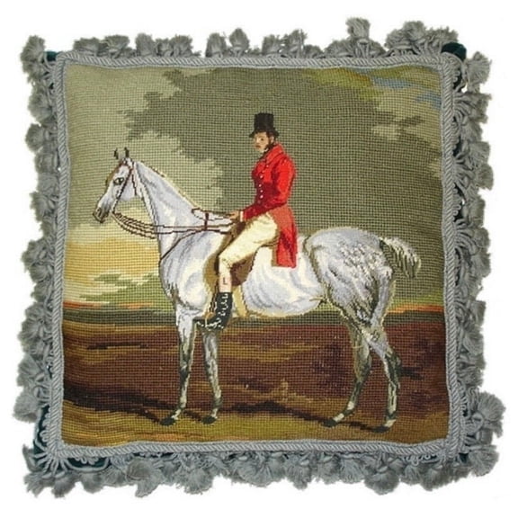 Equestrian Horse and Rider Petit Point/Needlepoint Pillow 16 x 16