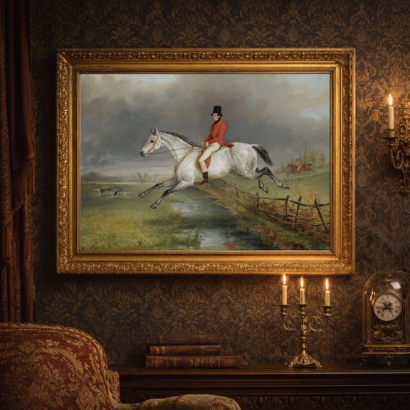 Equestrian Hunting Fox Hunt Horse Rider Poster , Poster Print Only