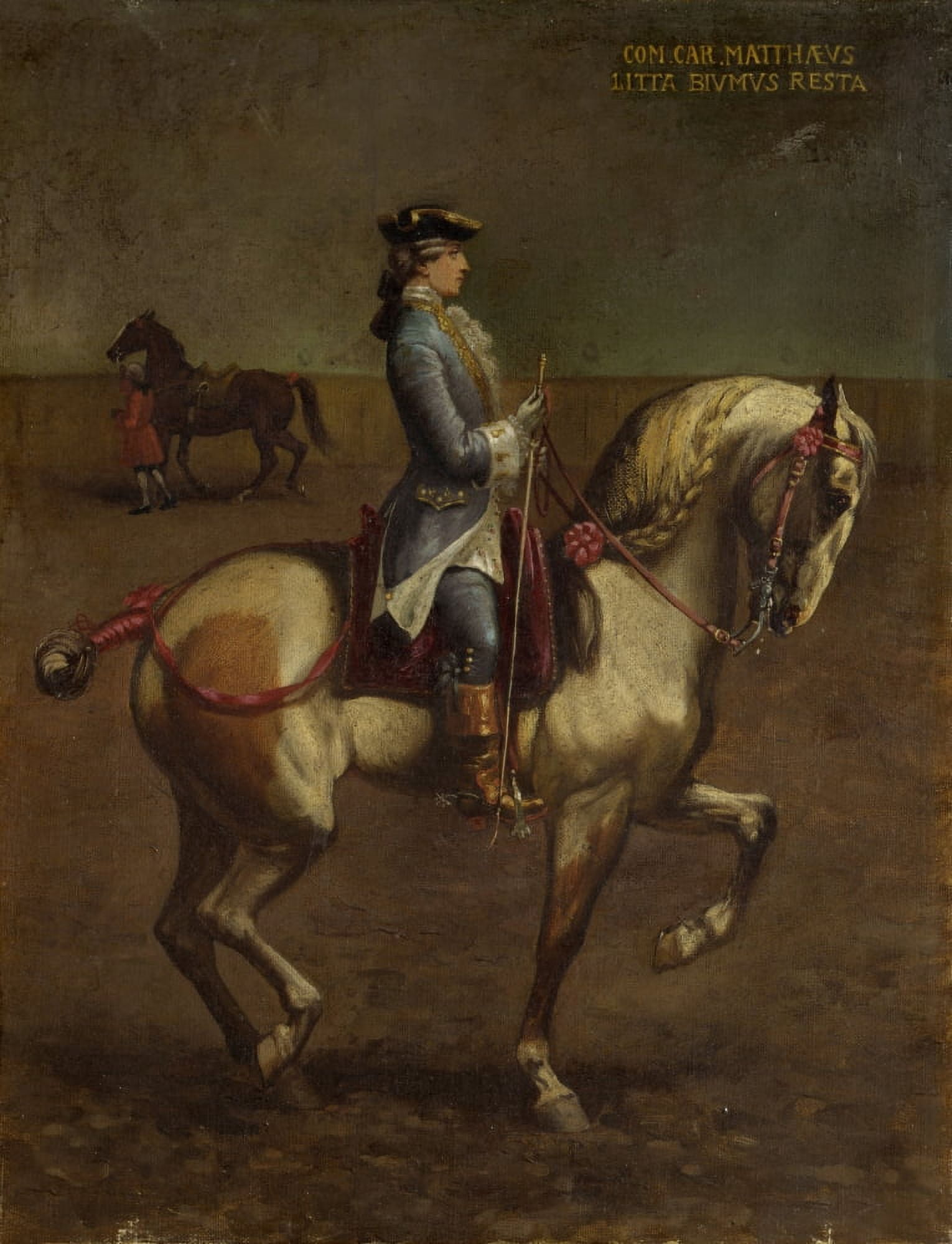 Equestrian Portrait Of Count Carlo Matteo Litta Biumi Resta Canvas Art - (18 x 24)
