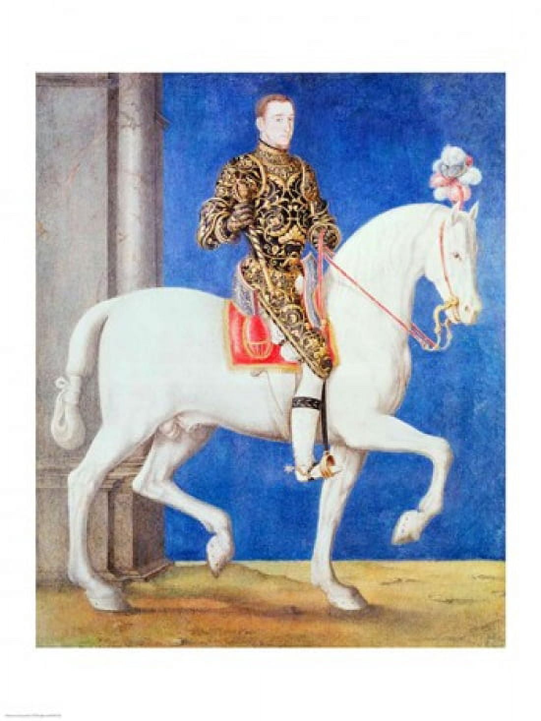 Equestrian Portrait Presumed to be Dauphin Henri II Canvas Art - Francois Clouet (18 x 24)