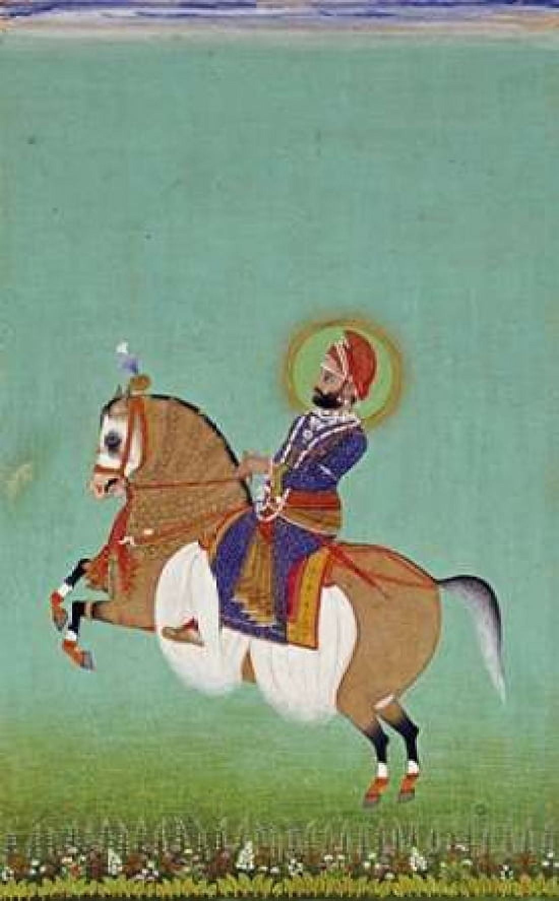 Equestrian Portrait of Maharana Sarup Singh Canvas Art - Shiva (12 x 18)