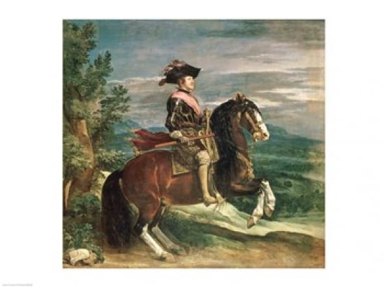 Equestrian Portrait of Philip IV Canvas Art - Diego Velazquez (24 x 18)