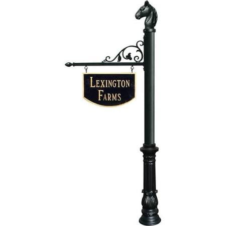 Large Hanging Ranch Sign with post, decorative Ornate base and Horsehead finial