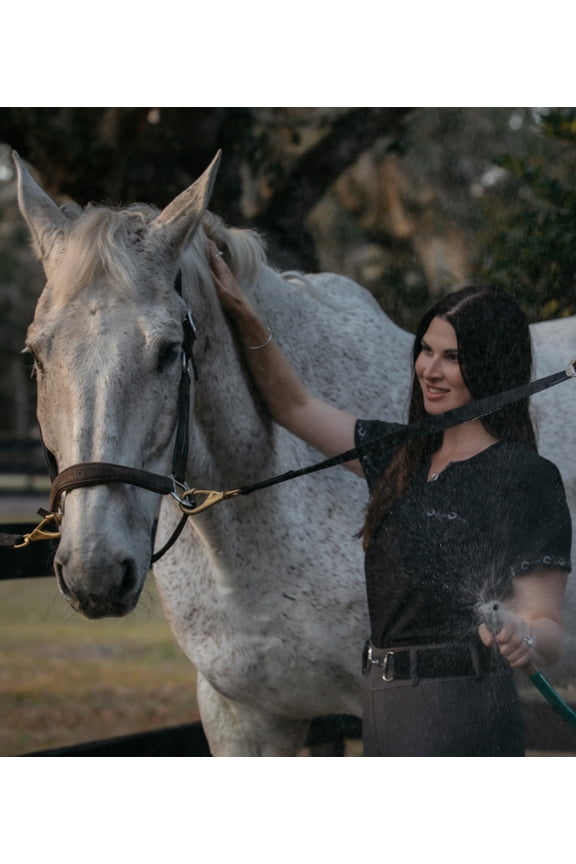 Women's scrub top, Western, Workwear, Uniform, Scrub Sets, Spurrin' Scrubs-Equestrian Scrub Top- Black