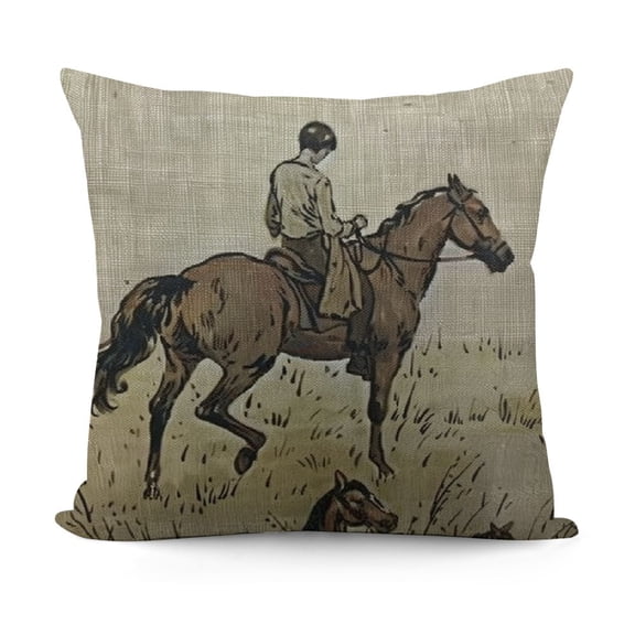 Equestrian Sport Decorative Pillow Case Horse Rider Saddle Bridle Stirrup Brush Grooming Tool Throw Pillow Cover Home Decor Square Cushion Cover for Couch Bed Sofa