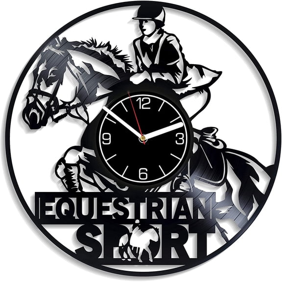 Equestrian Sport Vinyl Record Wall Clock Equestrian Sport Vinyl Clock Gift for Men Horse Riding Wall Clock Modern Sport Gift Horse Riding Clock Horse Riding Wall Art Sport Home Decor