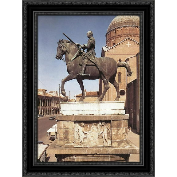 Equestrian Statue of Gattamelata 20x24 Black Ornate Wood Framed Canvas Art by Donatello