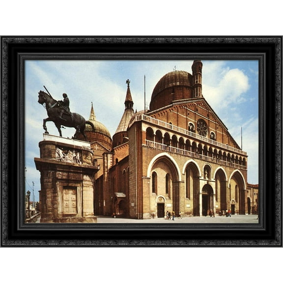 Equestrian Statue of Gattamelata 24x19 Black Ornate Wood Framed Canvas Art by Donatello