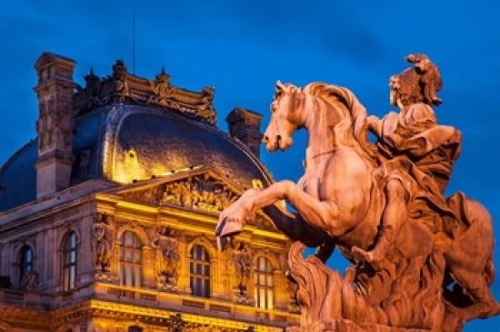 Equestrian Statue of King Louis XIV Canvas Art - Brian Jannsen DanitaDelimont (36 x 24)