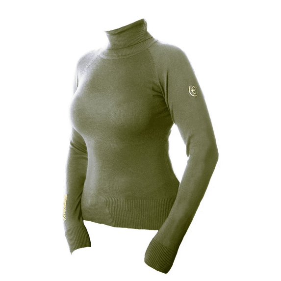 Equestrian Stockholm Knitted Polo Top Golden Olive-XL