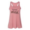 thumbnail image 1 of "Equestrian Tank Top, Stressed Blessed And Horse Obsessed, Horse Racerback, Horse Tank Top, Women's Racerback, Equestrian Lover, Horse Lover, Mauve Marble, SMALL", 1 of 1