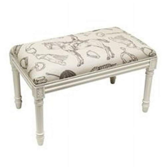 Equestrian Upholstered Wooden Bench - Antique White
