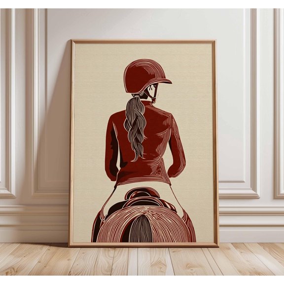 Equestrian Wall Art, Horse Rider Poster, Vintage Riding Print, Equestrian Decor, Horseback Riding Artwork for, Poster Only