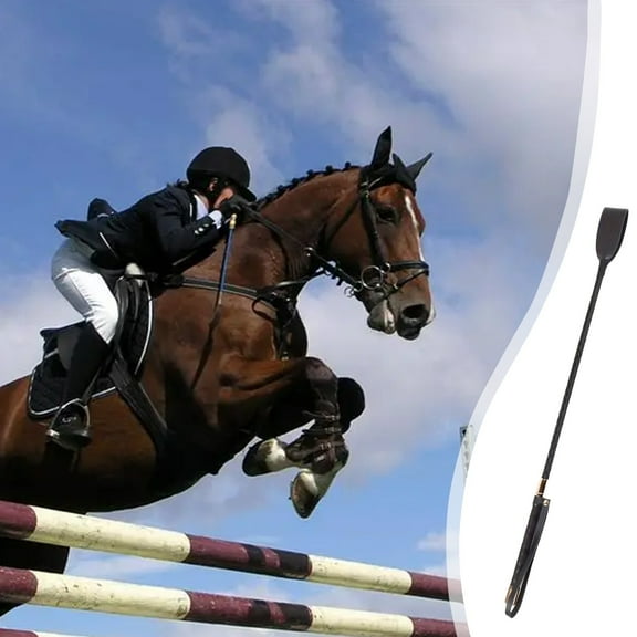 Equestrian Whip | Horse Riding Crop for Training & Jumping | 17.7 Inch Leather Lunge Whip with Non-Slip Handle | Horseback Riding Gear for Adults & Riders | Stable & Arena Equipment