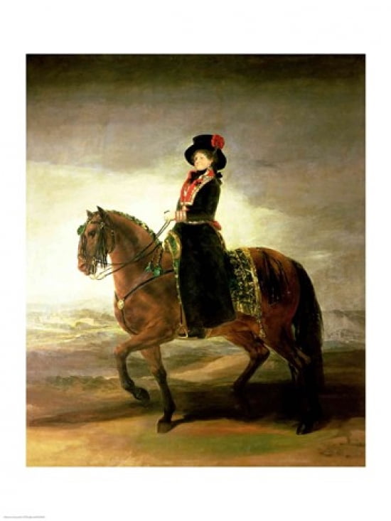 Equestrian portrait of Queen Maria Luisa Canvas Art - Francisco De Goya (18 x 24)