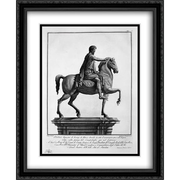 Equestrian statue of Marcus Aurelius 2x Matted 28x34 Large Black Ornate Framed Art Print by Piranesi, Giovanni Battista