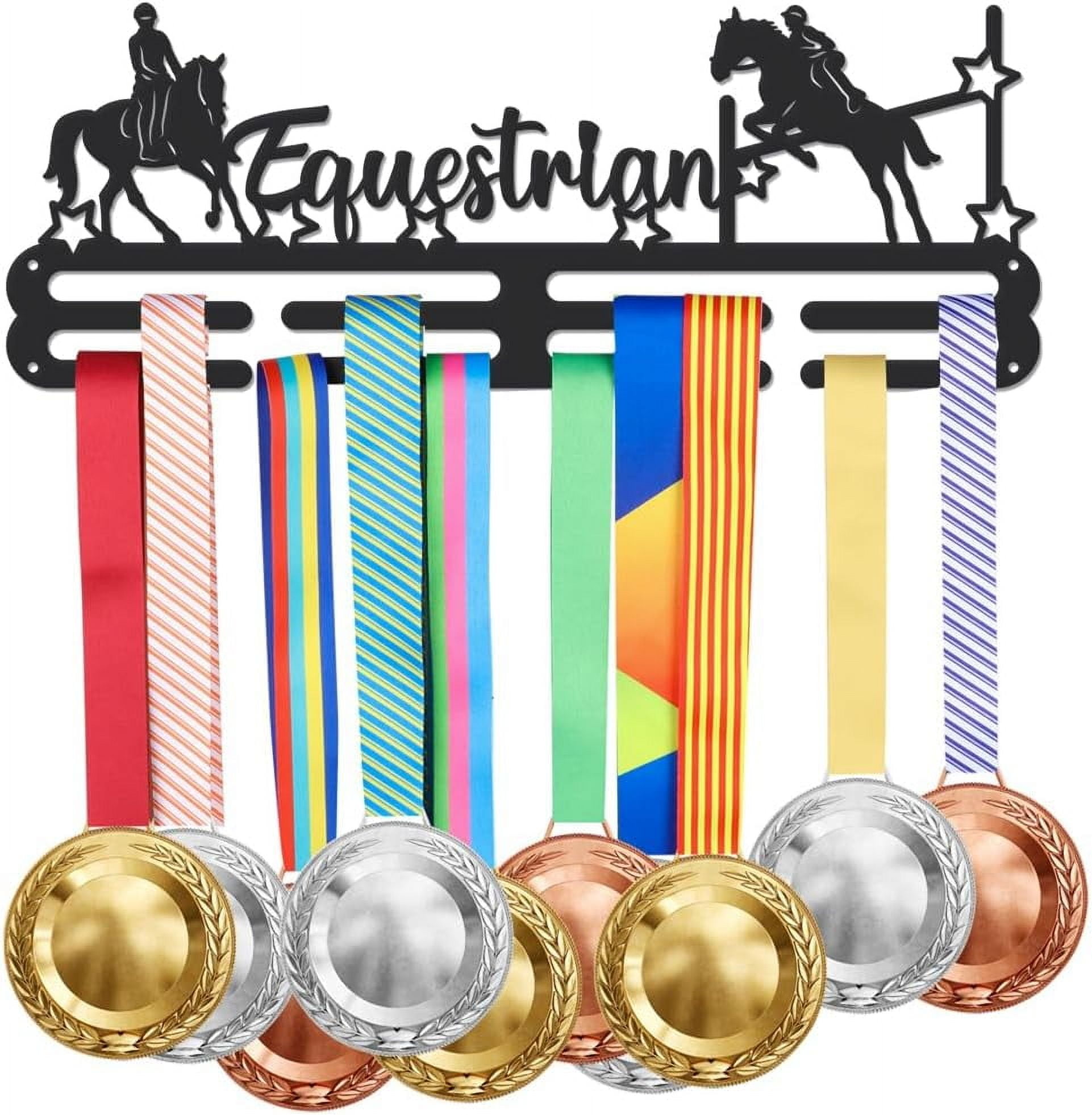 Equestrianism Medal Hanger Display Men Horse Stars Sports Medal Display Rack Awards Ribbon Holder Display Wall Hanging Athlete Gift Load Capacity 10KG Making DIY