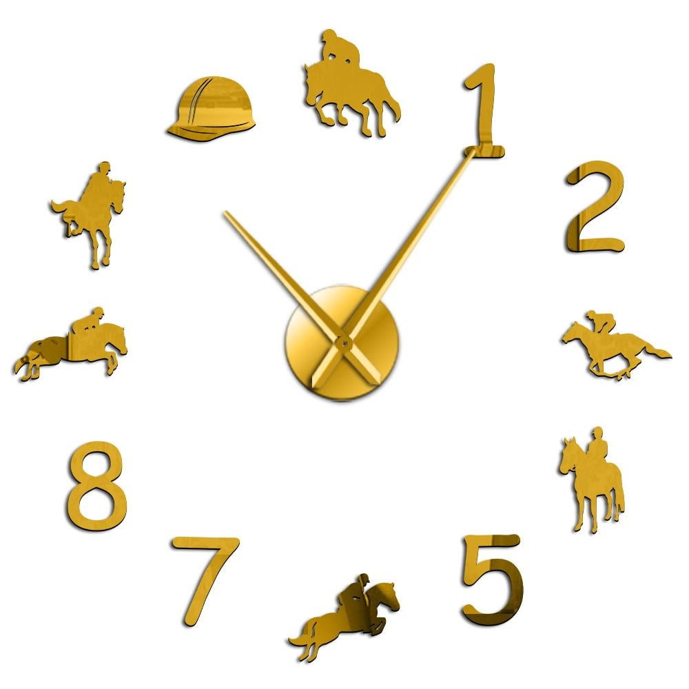 Equestrians Silhouette Frameless Wall Clock Stickers, DIY Modern ...