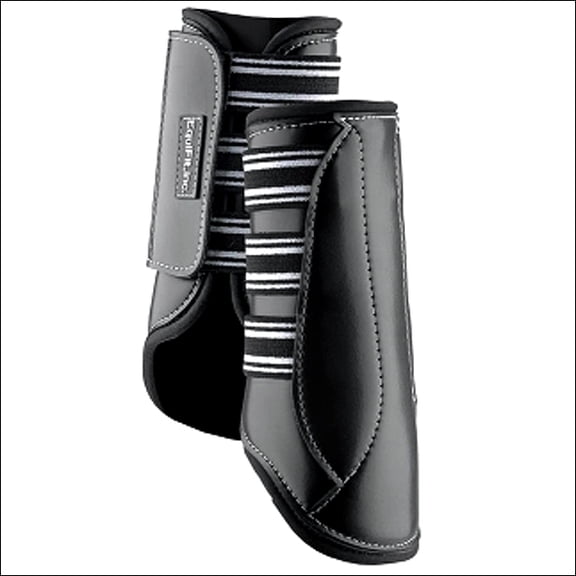 Equifit Multiteq Horse Leg Protection Leather Front Boots Pair Black 3 Straps