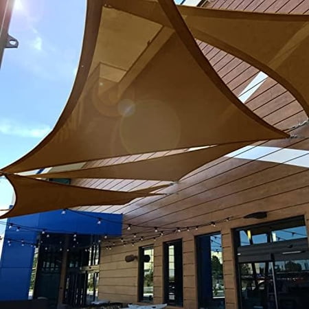 Equilateral Triangle Sun Shade Sails Canopy 195GSM Brown 25' X 25' X25' Water And Air Permeable & UV Resistant, Heavy Duty, For Patio Outdoor Activities- (Customize Size)