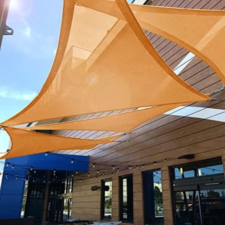 Equilateral Triangle Sun Shade Sails Canopy 195GSM Orange 11' X 11' X11' Water And Air Permeable & UV Resistant, Heavy Duty, For Patio Outdoor Activities- (Customize Size)