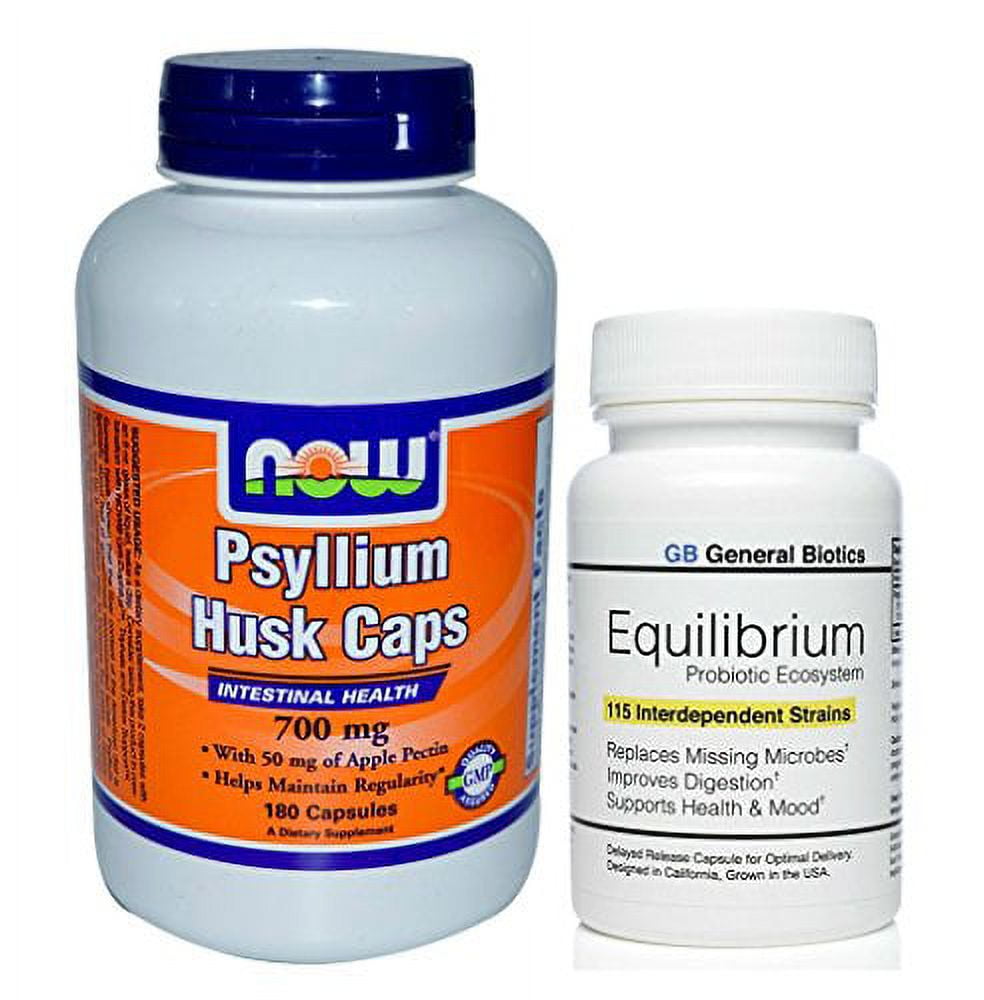 Equilibrium Daily Probiotic and 700 mg Psyllium Husk Capsules Value Bundle of 1 Each