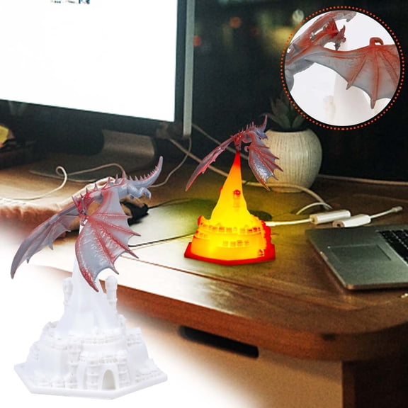 Equilibrium Dragons Desk Lamp, Stereoscopic 3D Printed Dragon Design, LED Nightlight for Bedroom Office, Energy Efficient Touch Control Home Gift for Fantasy Enthusiasts
