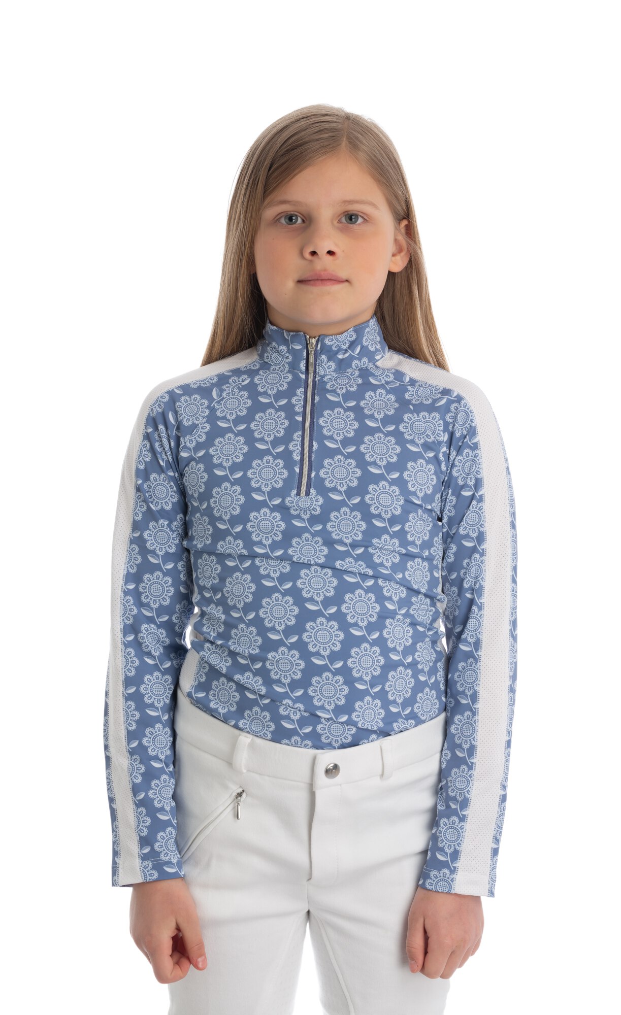 Equinavia Alma Girls Equestrian Long Sleeve Sun Shirt | Kids Riding Shirt with UPF 50 UV Protection and Breathable Mesh