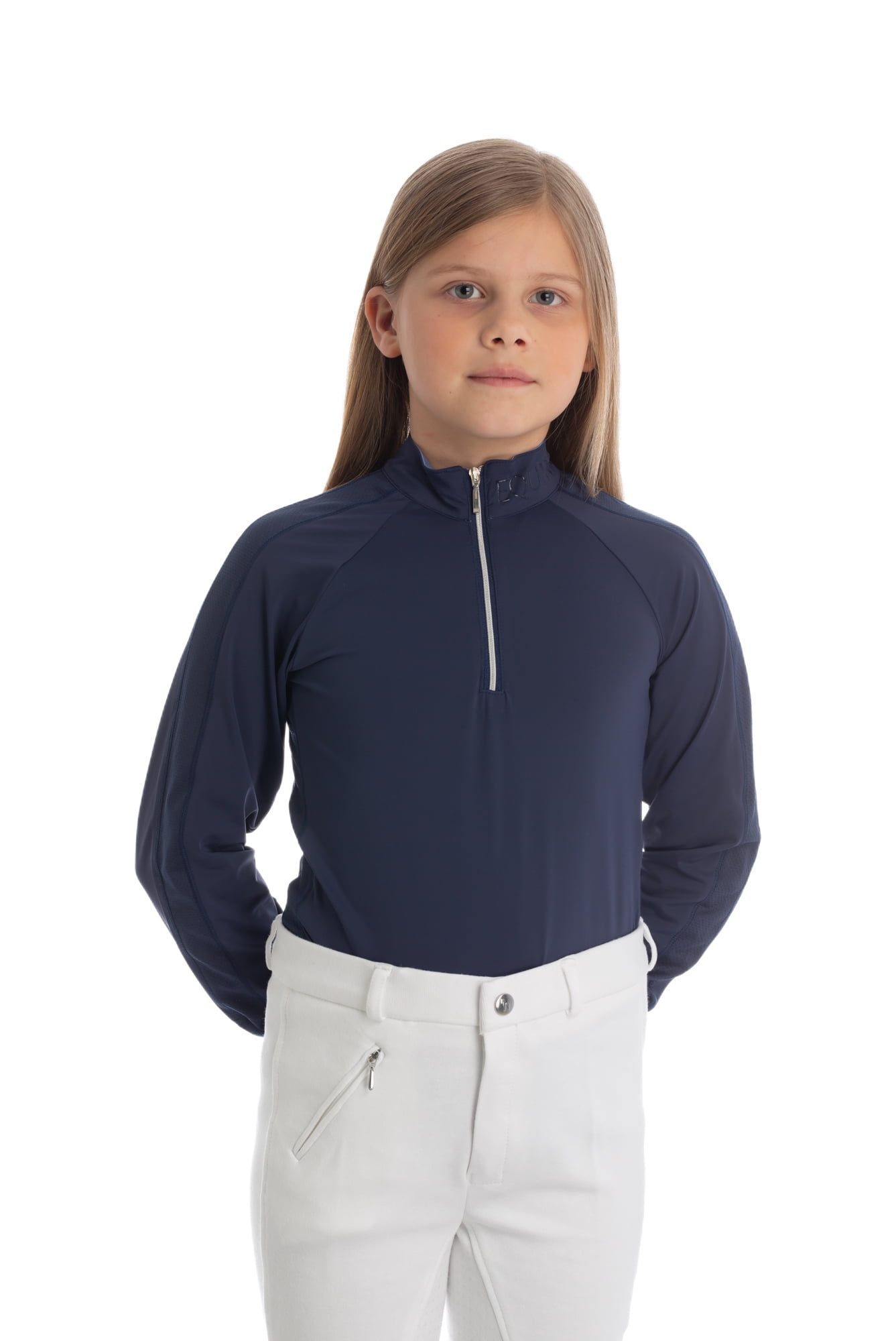 Equinavia Alma Girls Equestrian Long Sleeve Sun Shirt | Kids Riding Shirt with UPF 50 UV Protection and Breathable Mesh