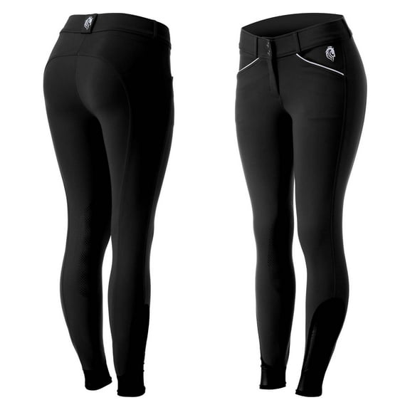 Equinavia Astrid Womens Silicone Knee Patch Breeches | Mid Rise Riding Pants with Phone Pockets