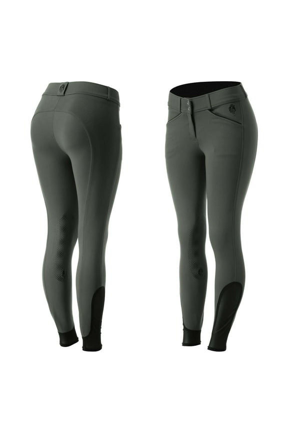 Astrid Womens Silicone Knee Patch Breeches | Mid Rise Riding Pants with Phone Pockets