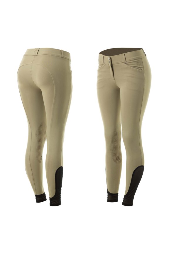 Astrid Womens Silicone Knee Patch Breeches | Mid Rise Riding Pants with Phone Pockets