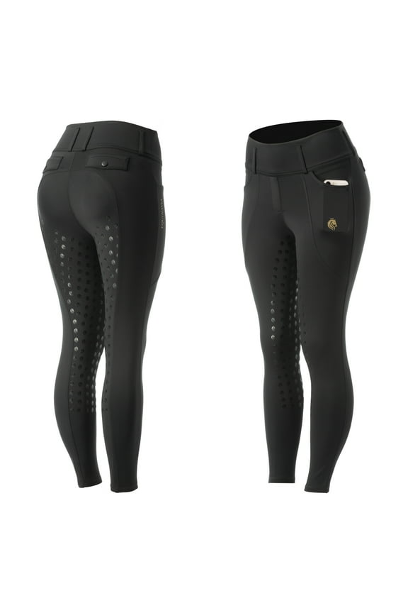 Linnea Womens Horse Riding Compression Full Seat Breeches with Phone Pockets