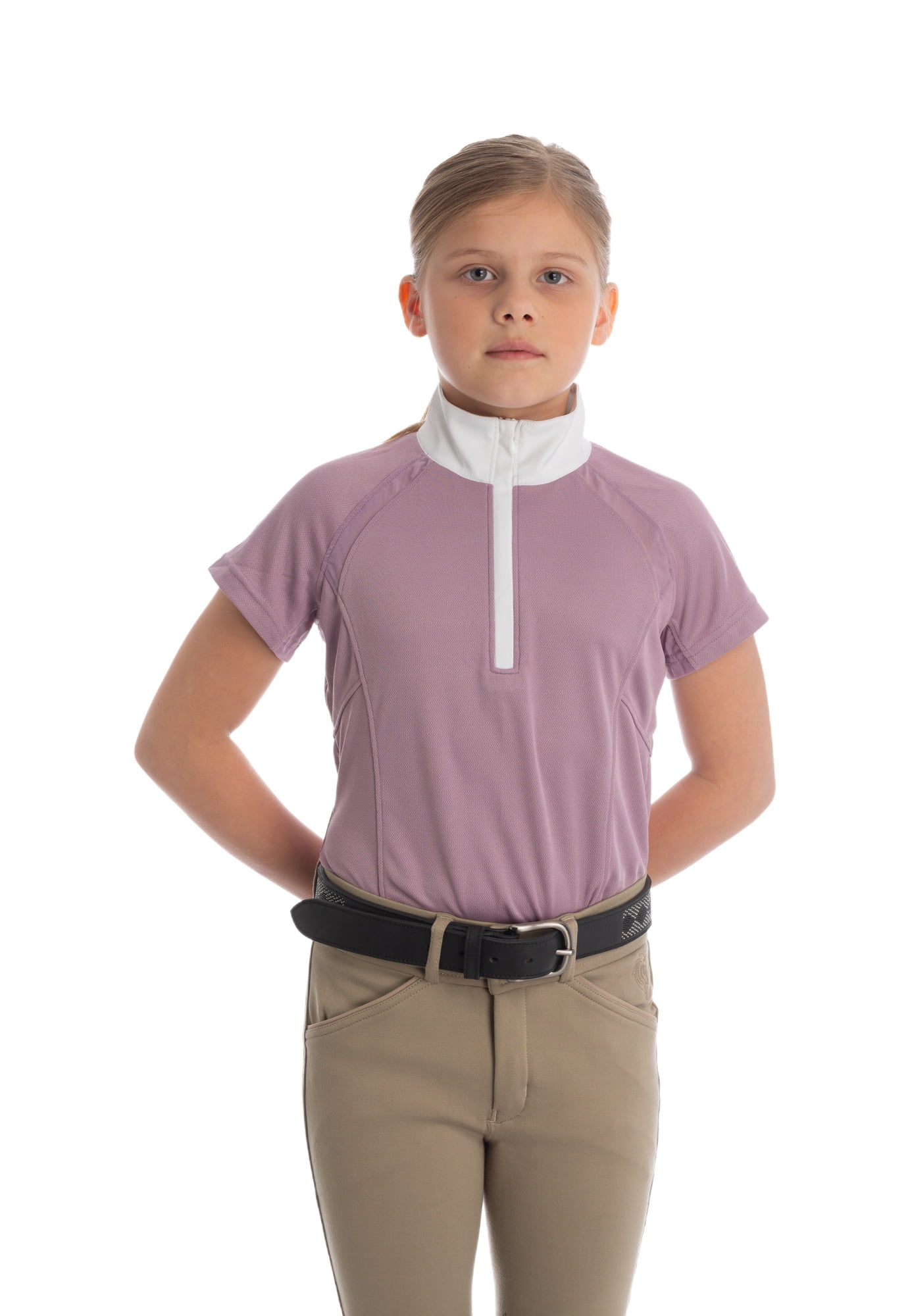 Equinavia Lotta Kids Equestrian Show Shirt - Short Sleeved Performance Shirt with Cooling Mesh