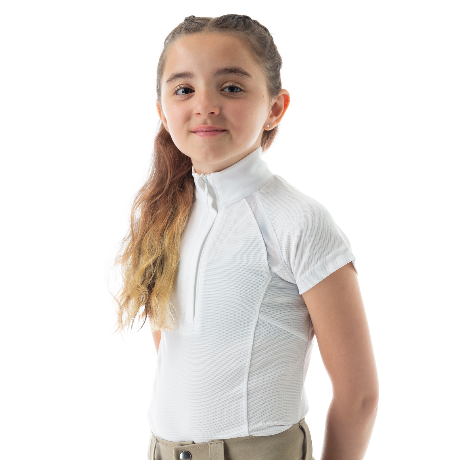 Equinavia Lotta Kids Equestrian Show Shirt - Short Sleeved Performance Shirt with Cooling Mesh