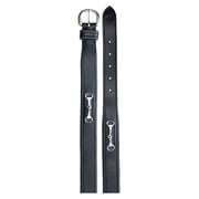 Thin belt with half-Horsebit buckle in black leather | ® US Thin belt with half-Horsebit buckle in black leather | ® US