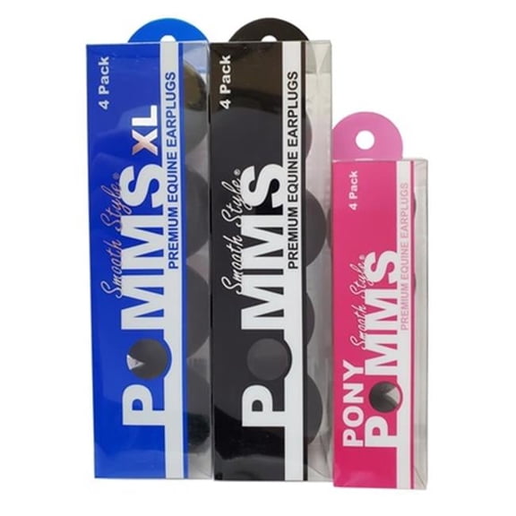 Equine 4356-BK-XL Pomms Smooth Style Ear Plugs, Black - Extra Large