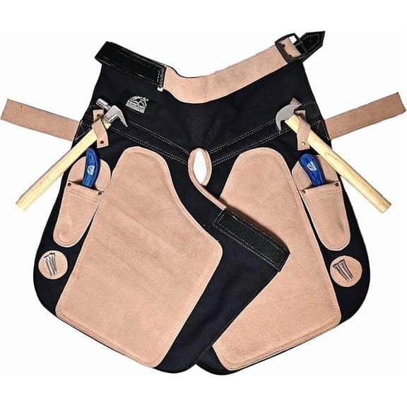 Equine Care Farrier Apron Chaps 25" Suede Leather & Canvas, Air Mesh
