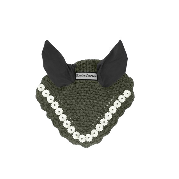 Equine Couture Floral Fly Bonnet - Charcoal - Full