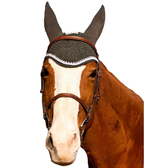 Equine Couture Fly Bonnet with Silver Rope & Crystals