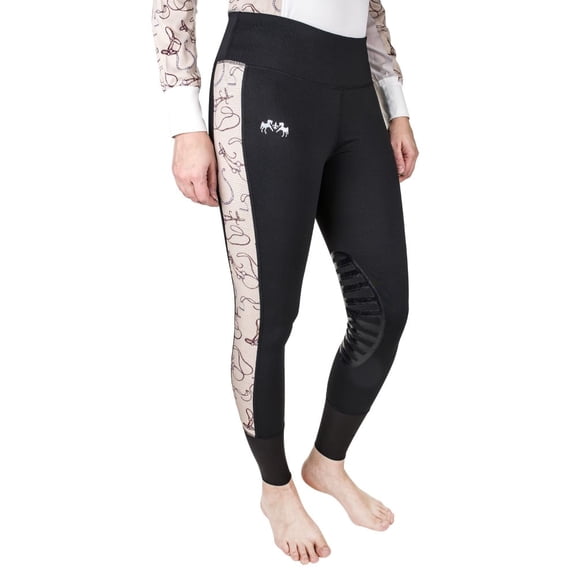 Equine Couture Ladies Equestrian Gear Tights- Black- X-Small