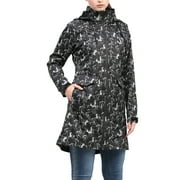 Equine Couture Ladies Linear Horse Rain Full Length Jacket-Black-S