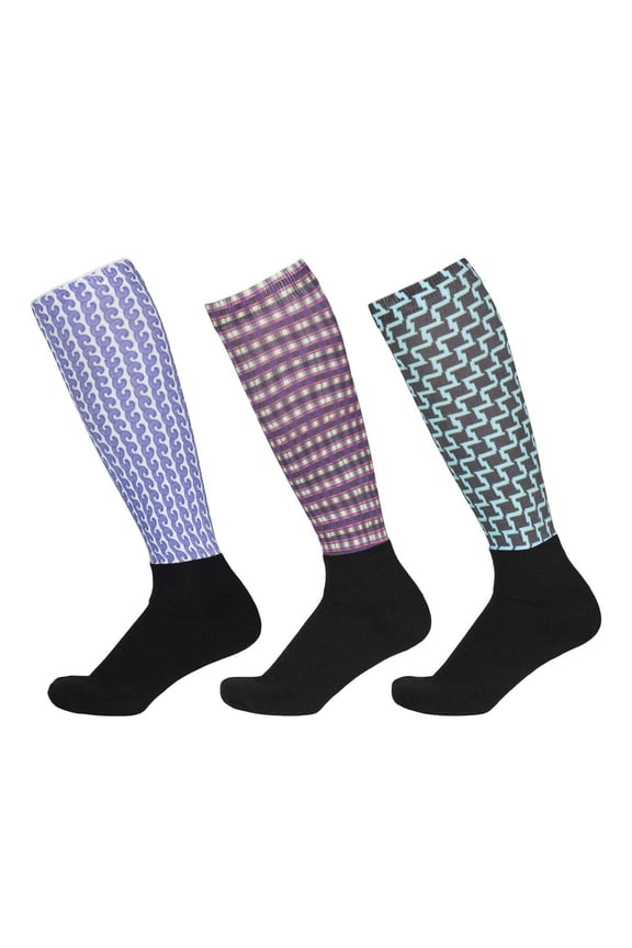 Equine Couture Ladies Lola Padded Knee Hi Boot Socks - 3 Pack