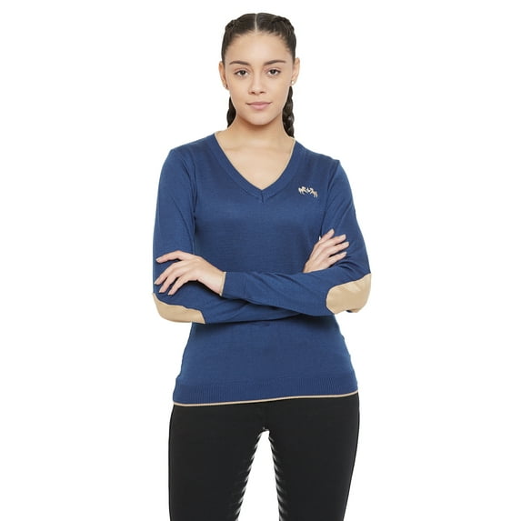 Equine Couture Ladies Morgan V-Neck Sweater - DUTCH BLUE - XL