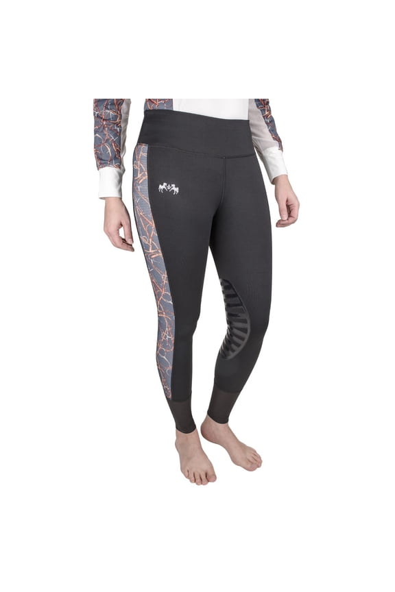 Ladies Red Snaffle Bits Tights- Black- Medium