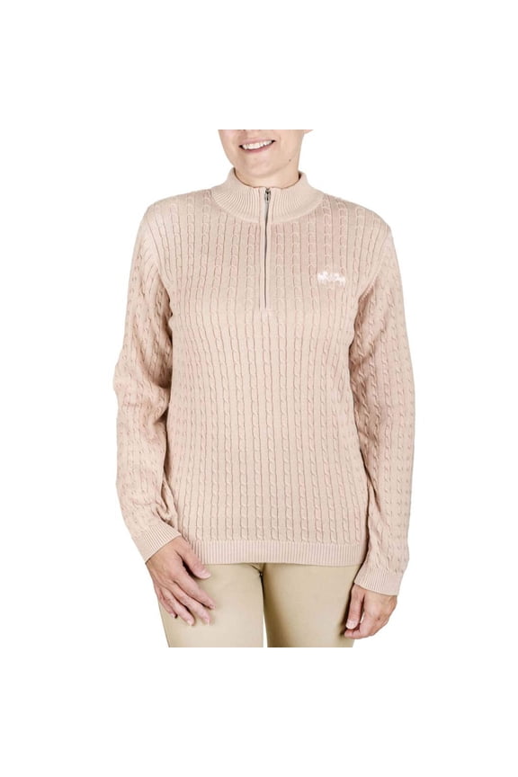 Equine Couture Ladies Zara Cable Knit Sweater- Pink Pearl- M